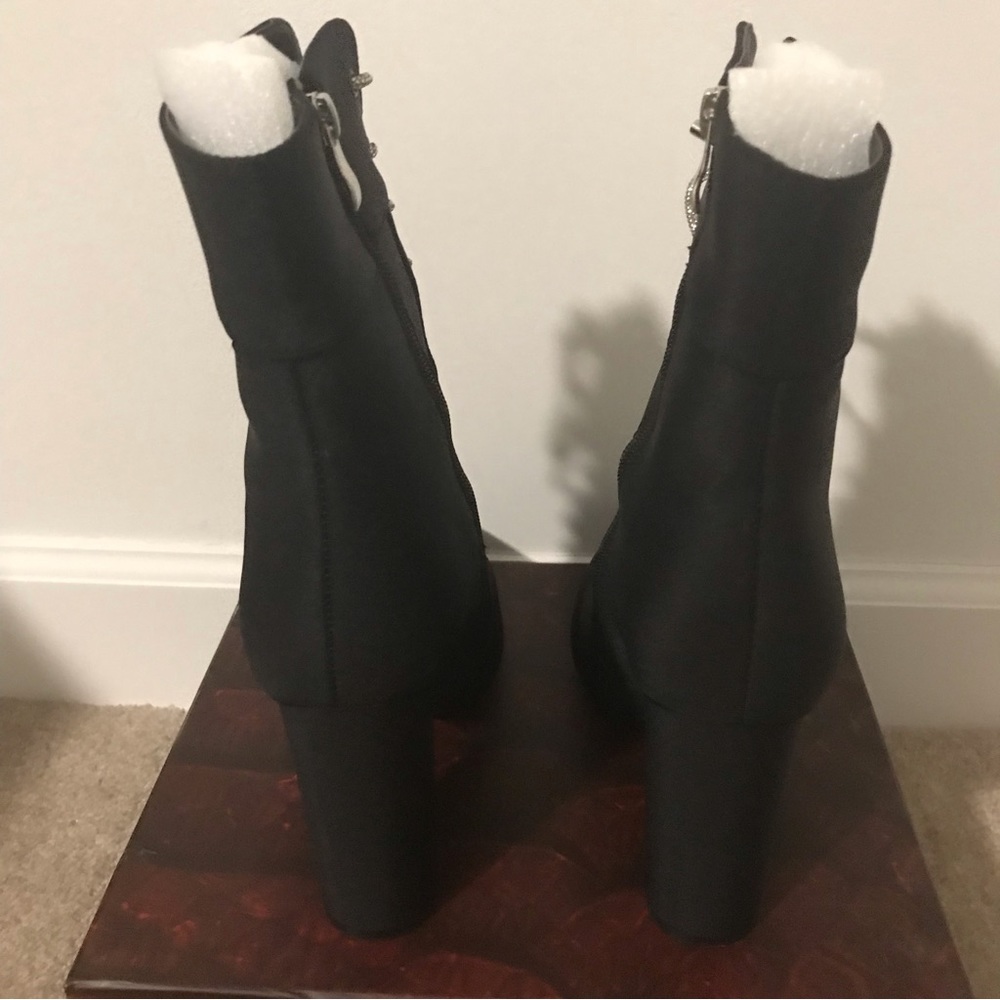 4| Azalea Wang Black Pointed Booties Silver Laces - image 4